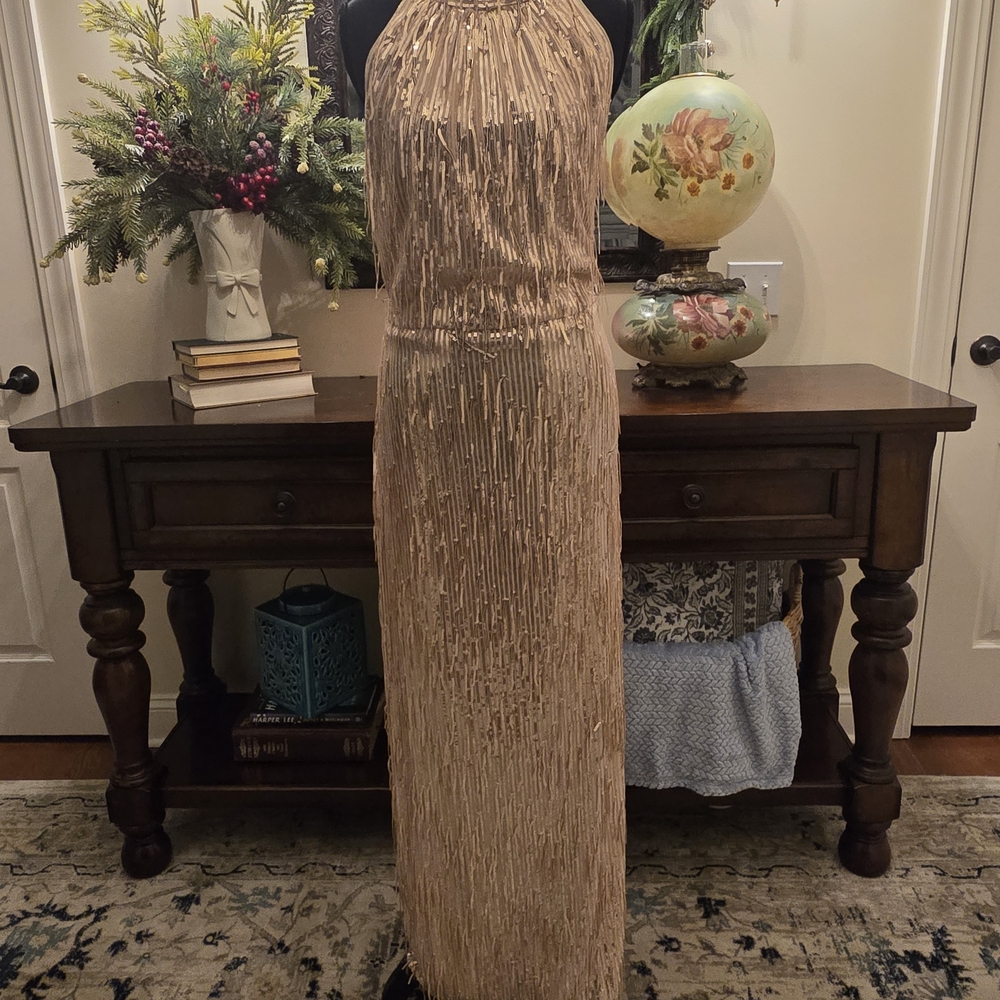 R&M Richards Elegant Rose Gold Formal Dress Size 16